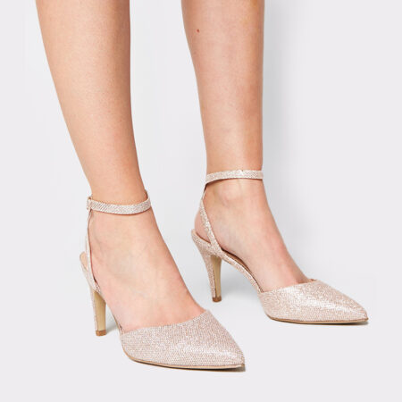 Rose Gold Glitter Pointed Court Shoes