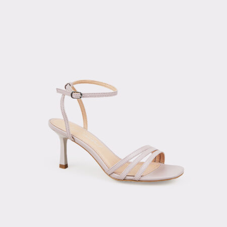 Lilac Leather-Look Mid Stiletto Sandals