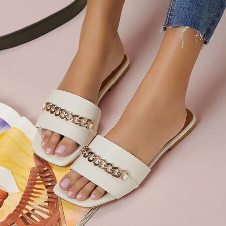 White Chain Decor Sandals