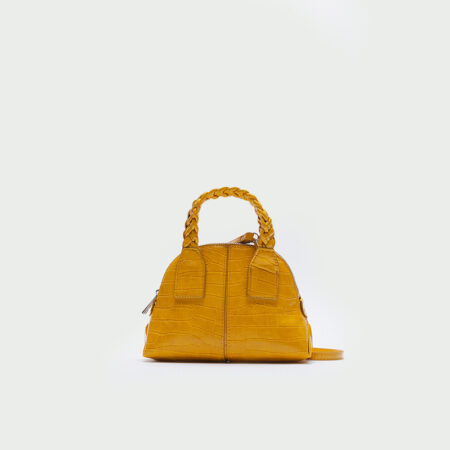 ZARA Mustard Yellow Braided Handle Mini Bowling Bag